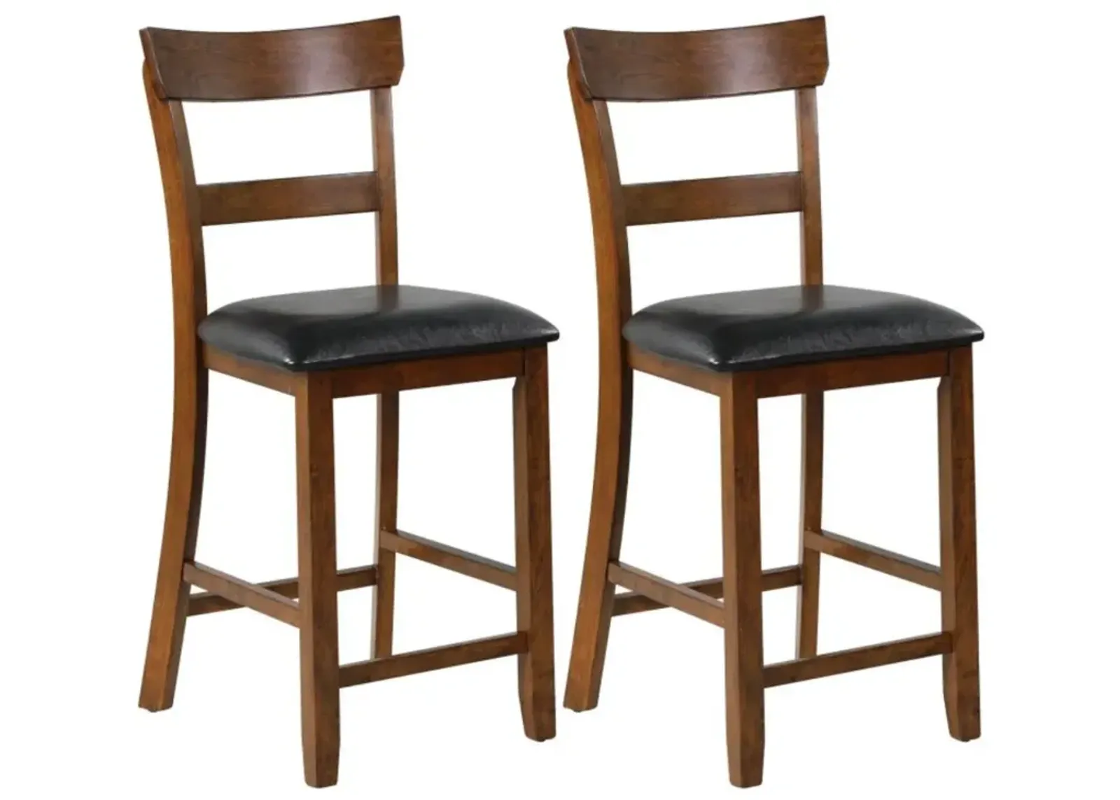 Hivvago 2 Pieces Counter Height Chair Set with Leather Seat and Rubber Wood Legs