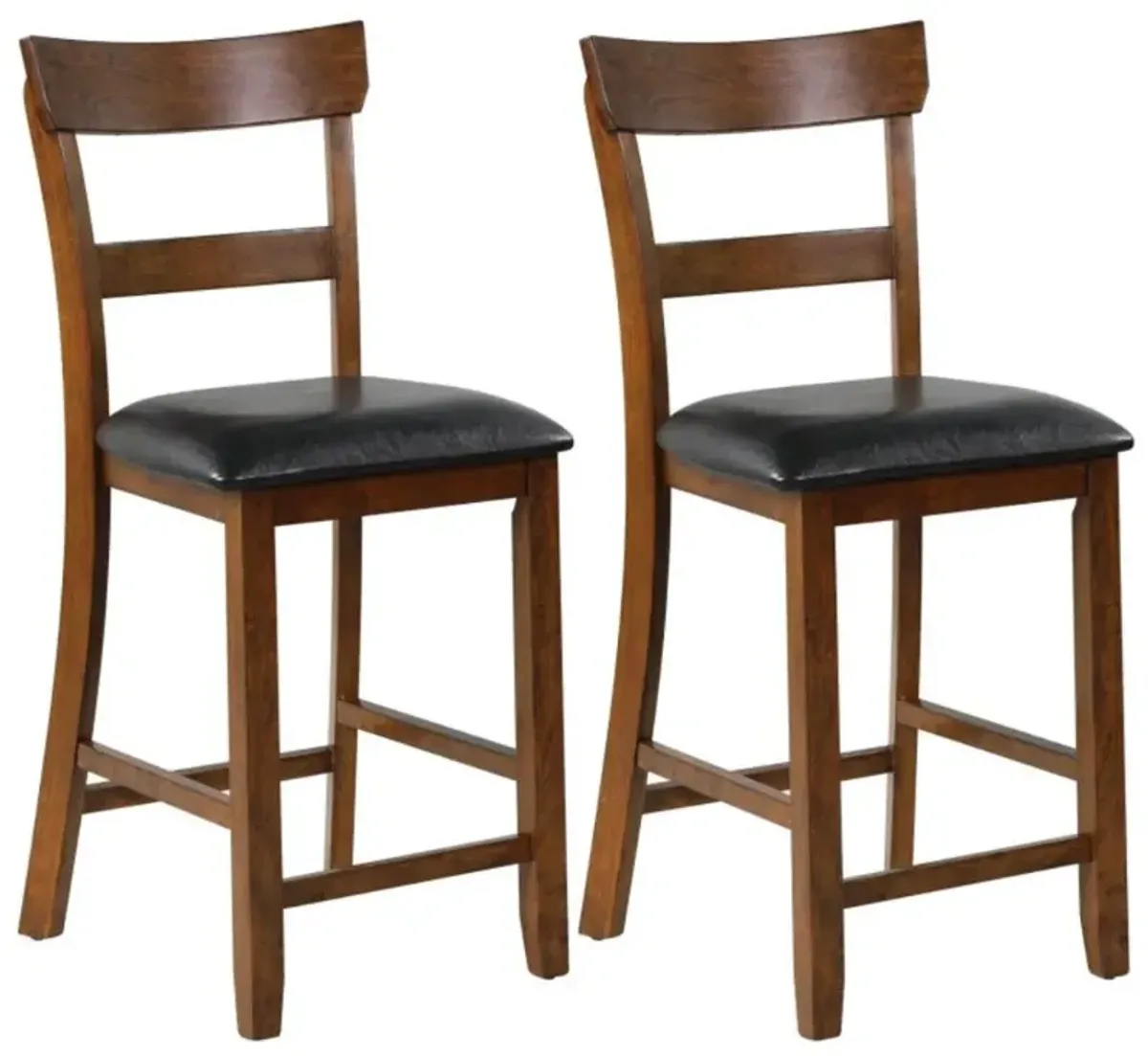 Hivvago 2 Pieces Counter Height Chair Set with Leather Seat and Rubber Wood Legs