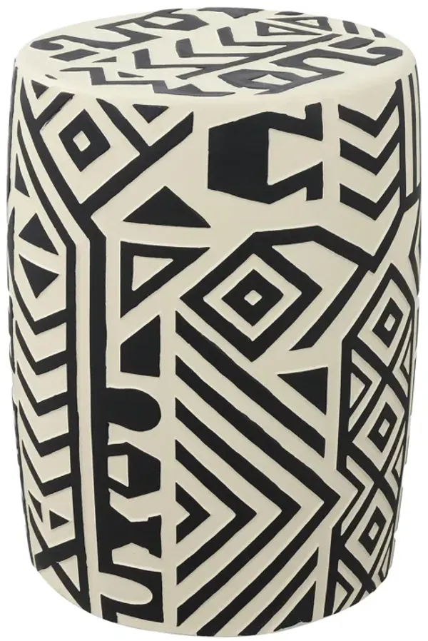 Rafi MidCentury Modern Geometric Drum Garden Stool