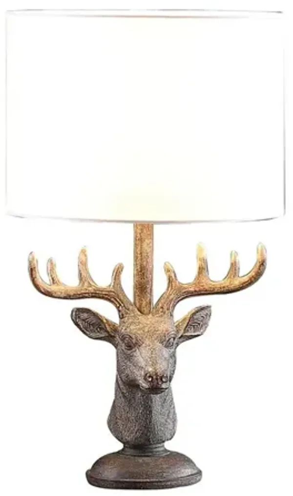Streamdale 18" In Stag Elk Deer Bust Rustic Gray Polyresin Table Lamp