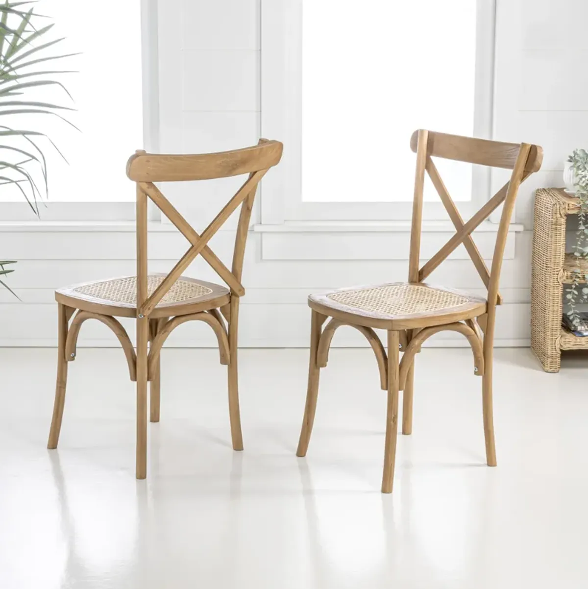 Cassis Classic Traditional X-Back Wood Rattan Dining Chair