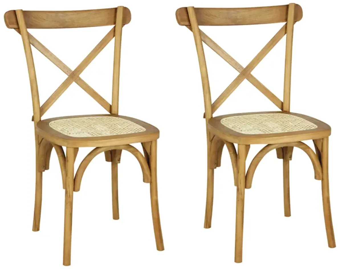 Cassis Classic Traditional X-Back Wood Rattan Dining Chair