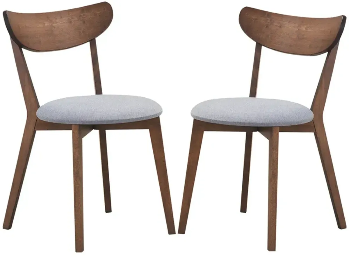 Set of 2 Dining Chairs Upholstered Curved Back Side