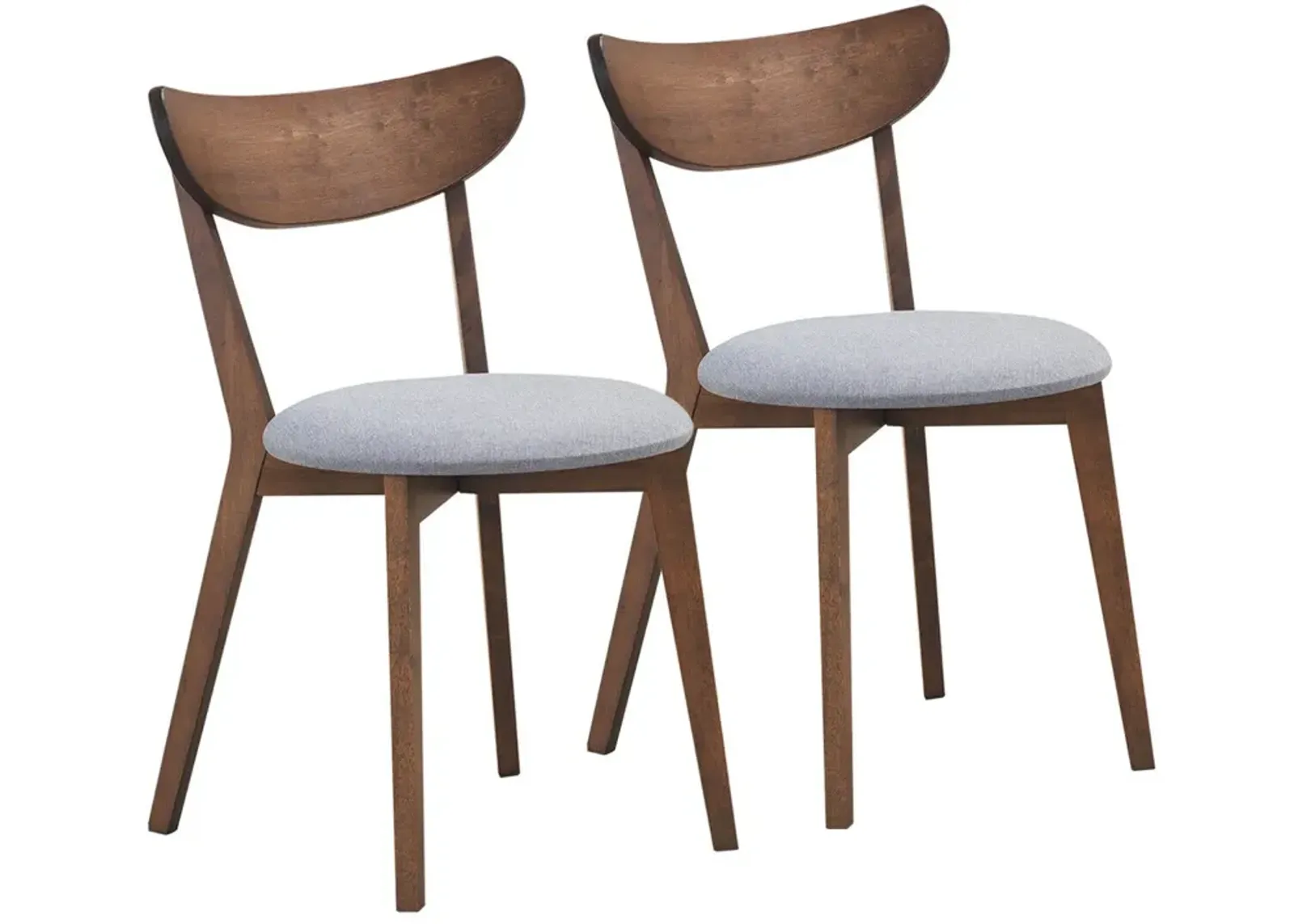 Set of 2 Dining Chairs Upholstered Curved Back Side