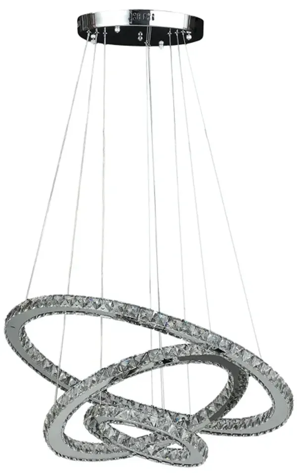 Hivvago Silver Metal and Crystals LED Dimmable Chandelier