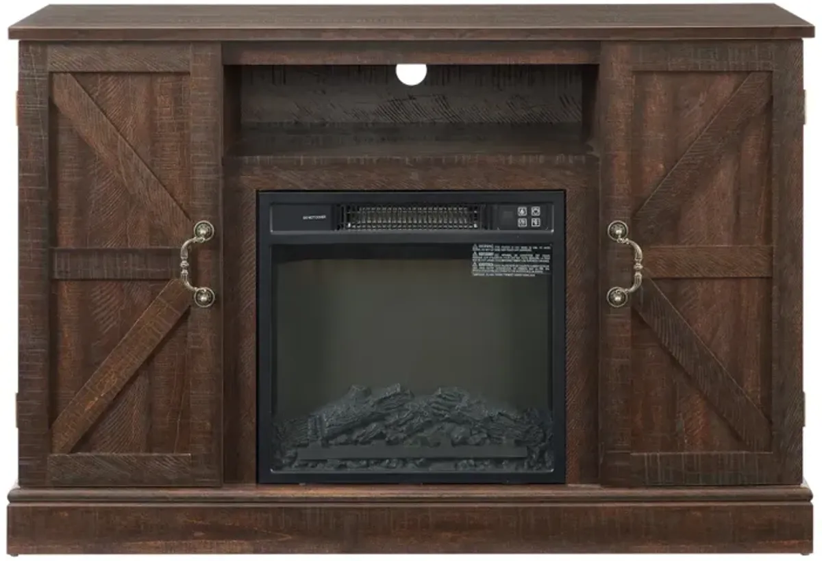 Antique Farmhouse TV Stand with Electric Fireplace, 47"wx15.5"dx30.75"