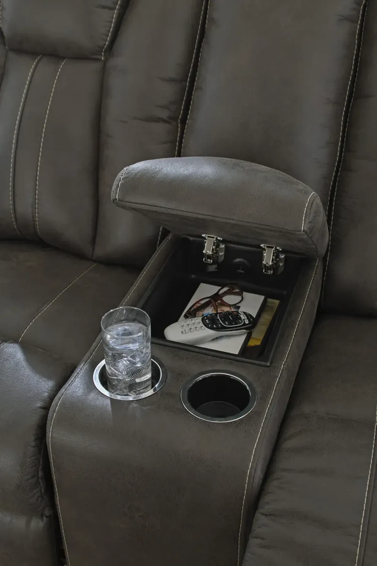 Batavia Pier Glider Loveseat with Storage Console