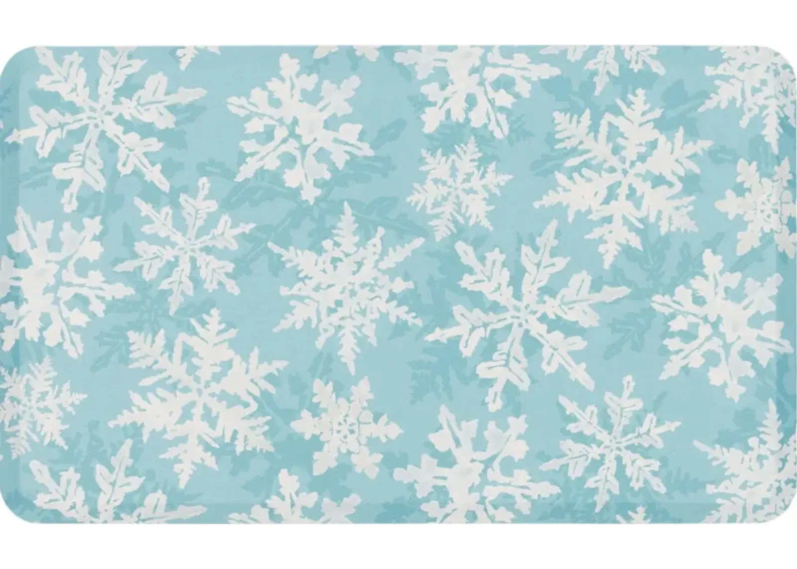 Holiday Flakes Teal Teal 1' 8" x 3' 6" Door Mat