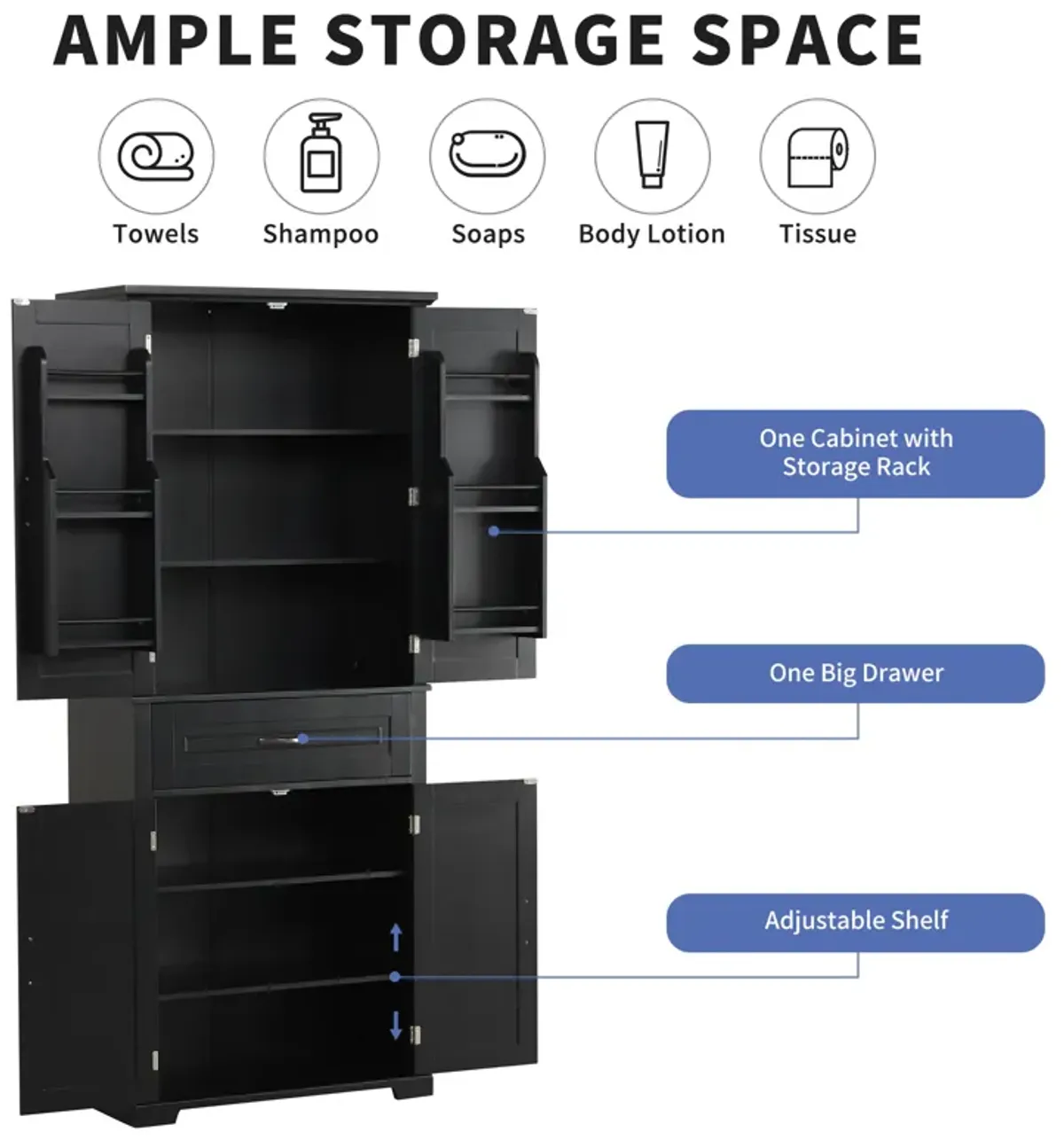 Merax Bathroom Storage Cabinet with Adjustable Shelf