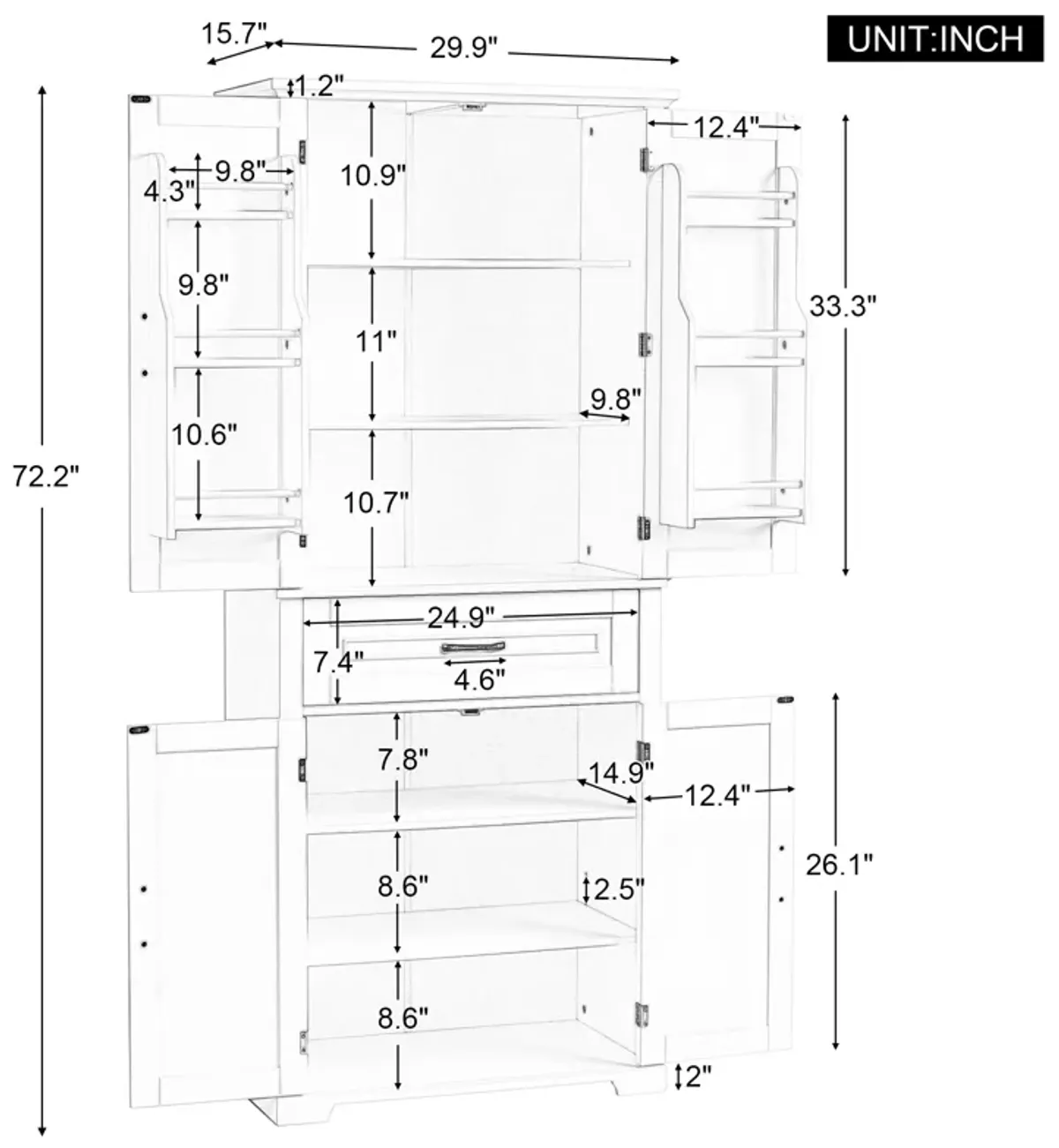 Merax Bathroom Storage Cabinet with Adjustable Shelf