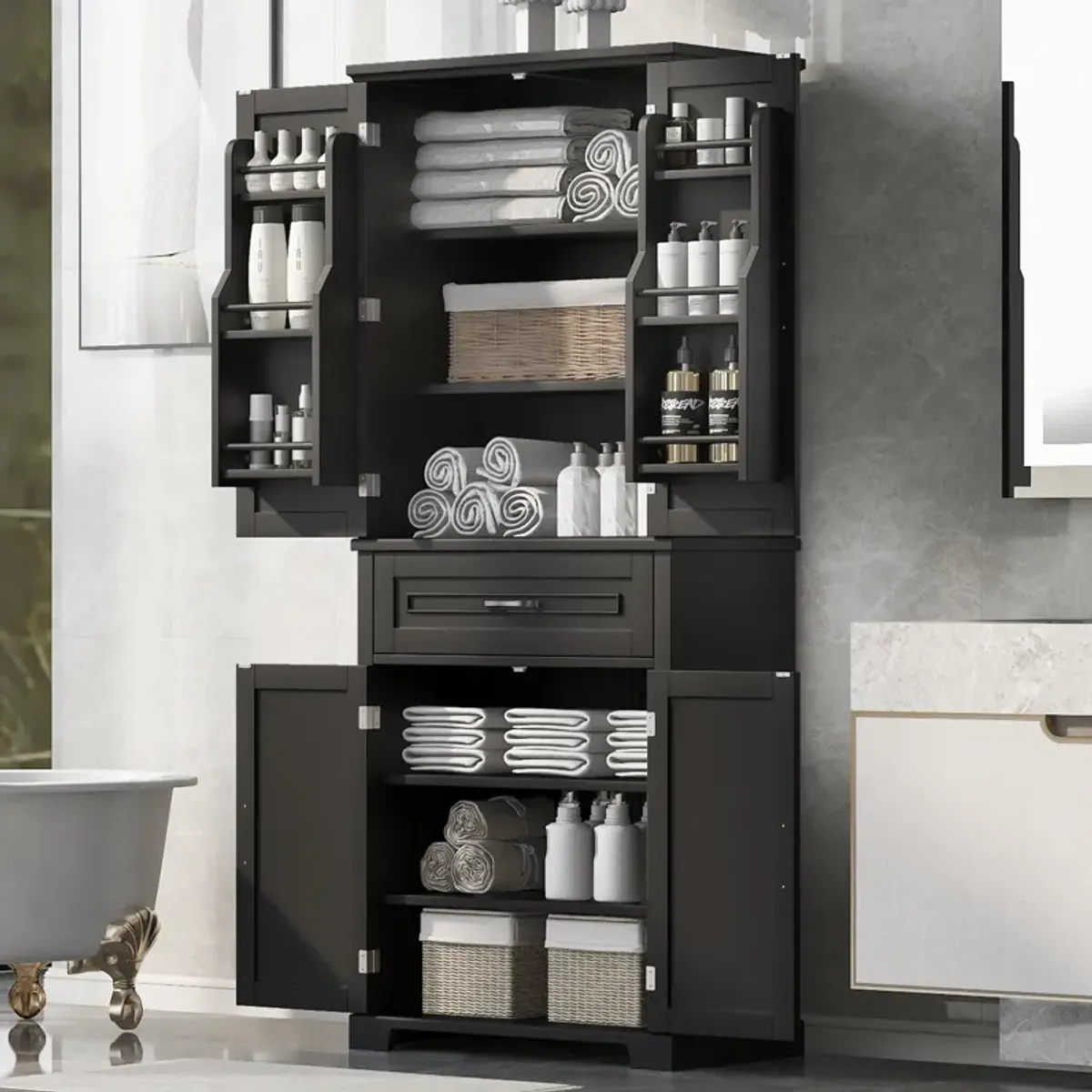 Merax Bathroom Storage Cabinet with Adjustable Shelf