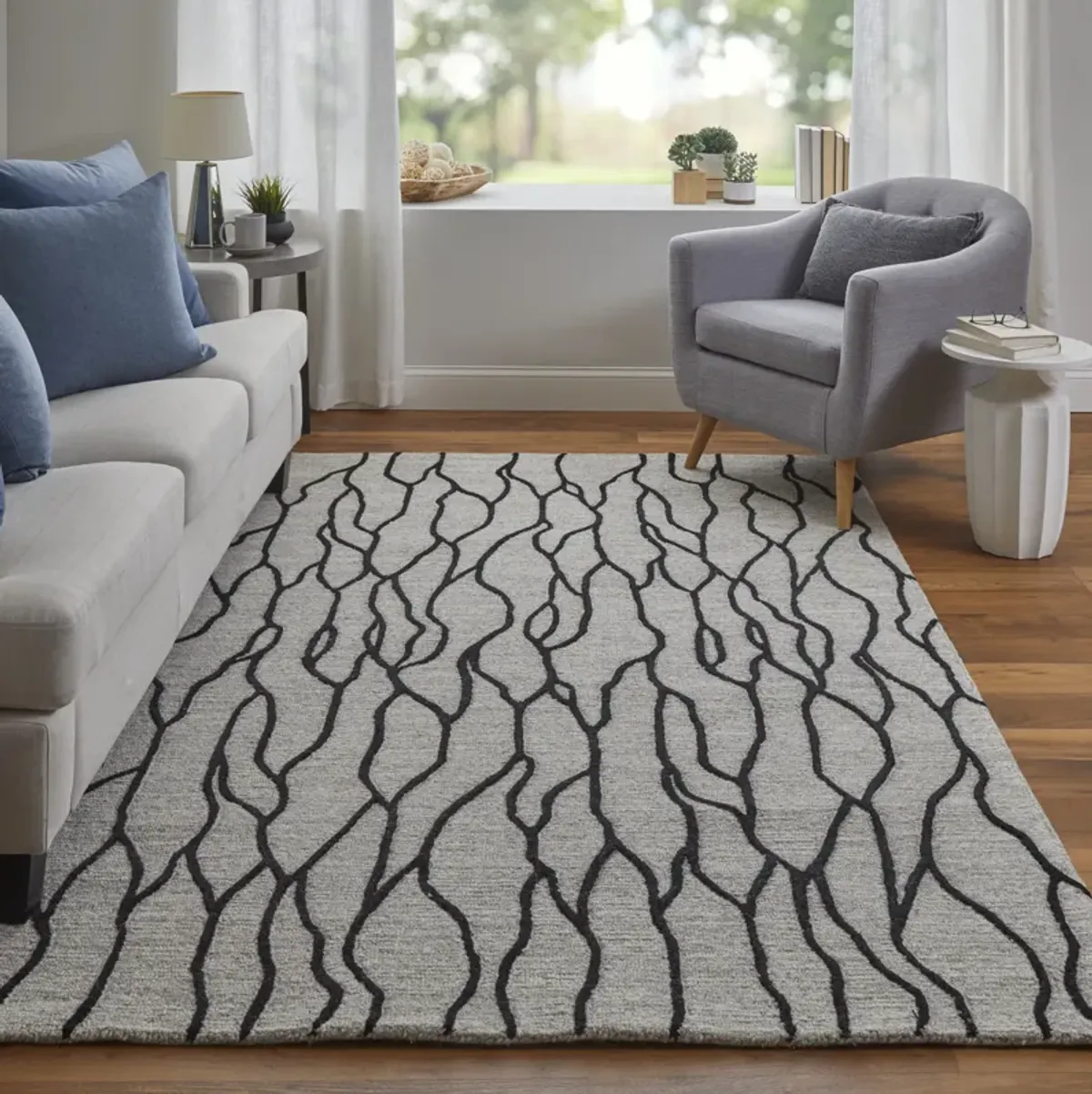 Enzo 8734F Ivory/Black/Taupe 3'6" x 5'6" Rug