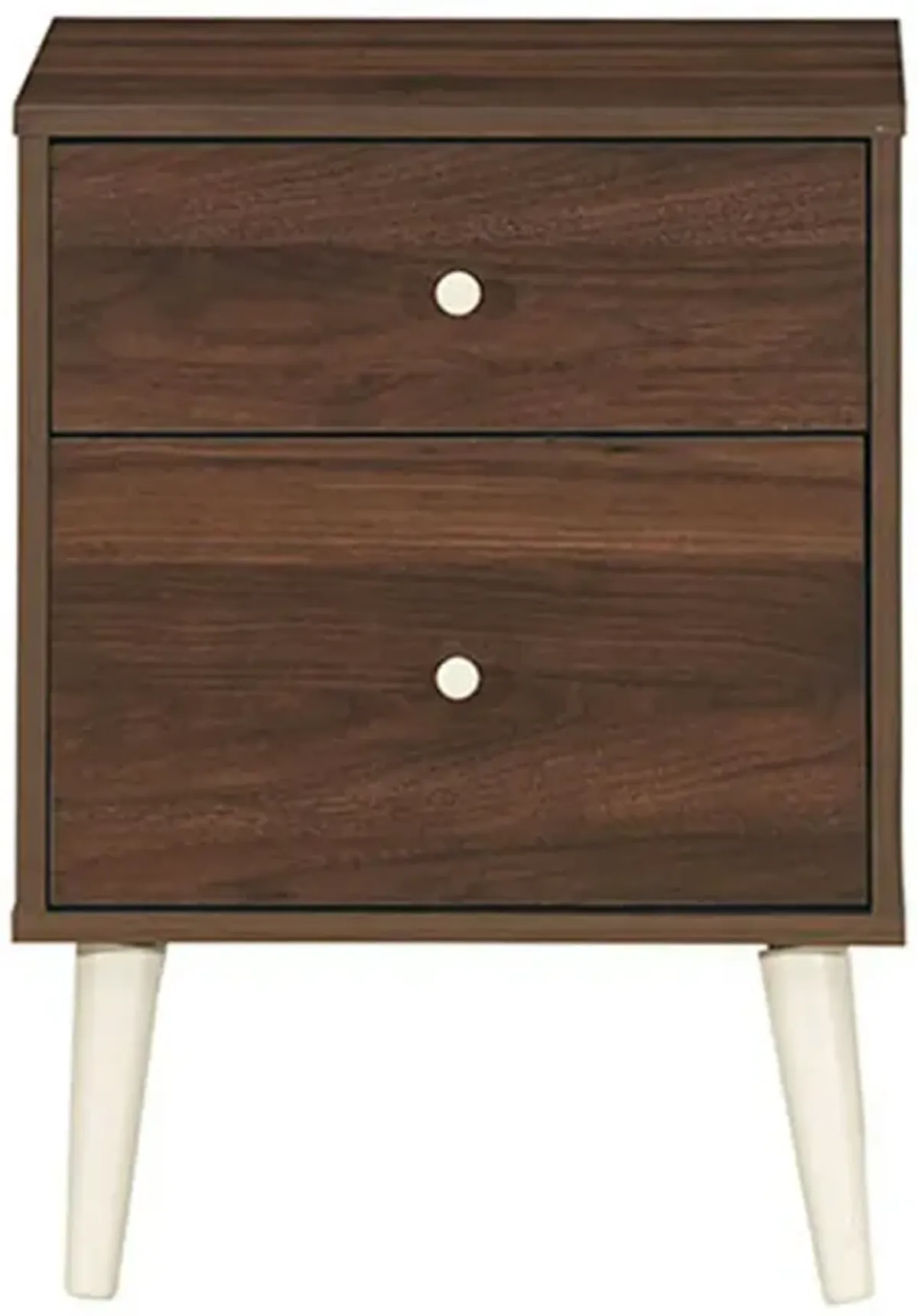 2-Drawer Nightstand Beside End Side Table with Rubber Legs