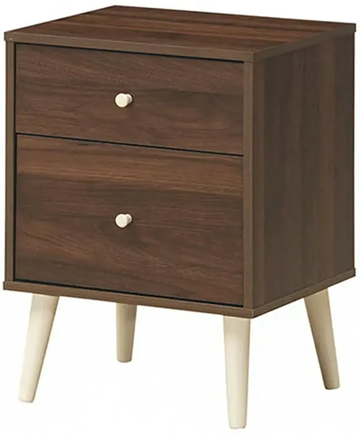 2-Drawer Nightstand Beside End Side Table with Rubber Legs