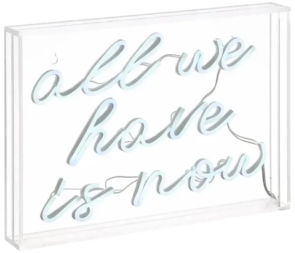 All We Have Is Now 14" X 10" Contemporary Glam Acrylic Box USB Operated LED Neon Light