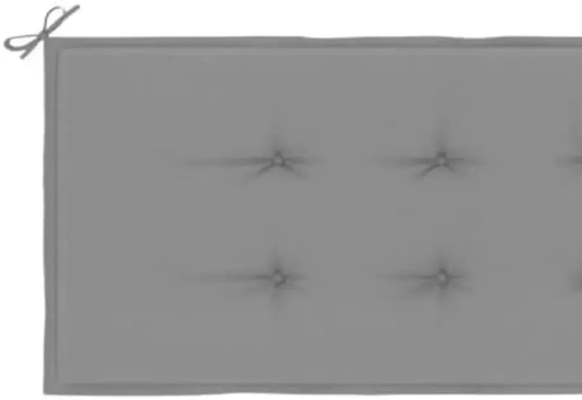 Claire Outdoor Cushion for Bench, Gray Fabric, Non Slip Ropes, 71 Inch - Benzara