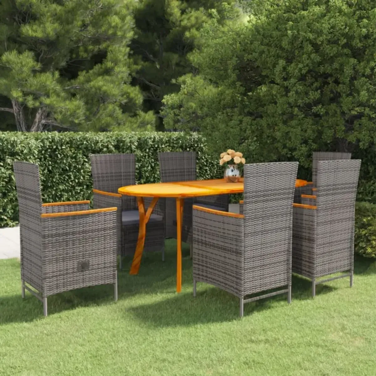 vidaXL 7 Piece Garden Dining Set Gray