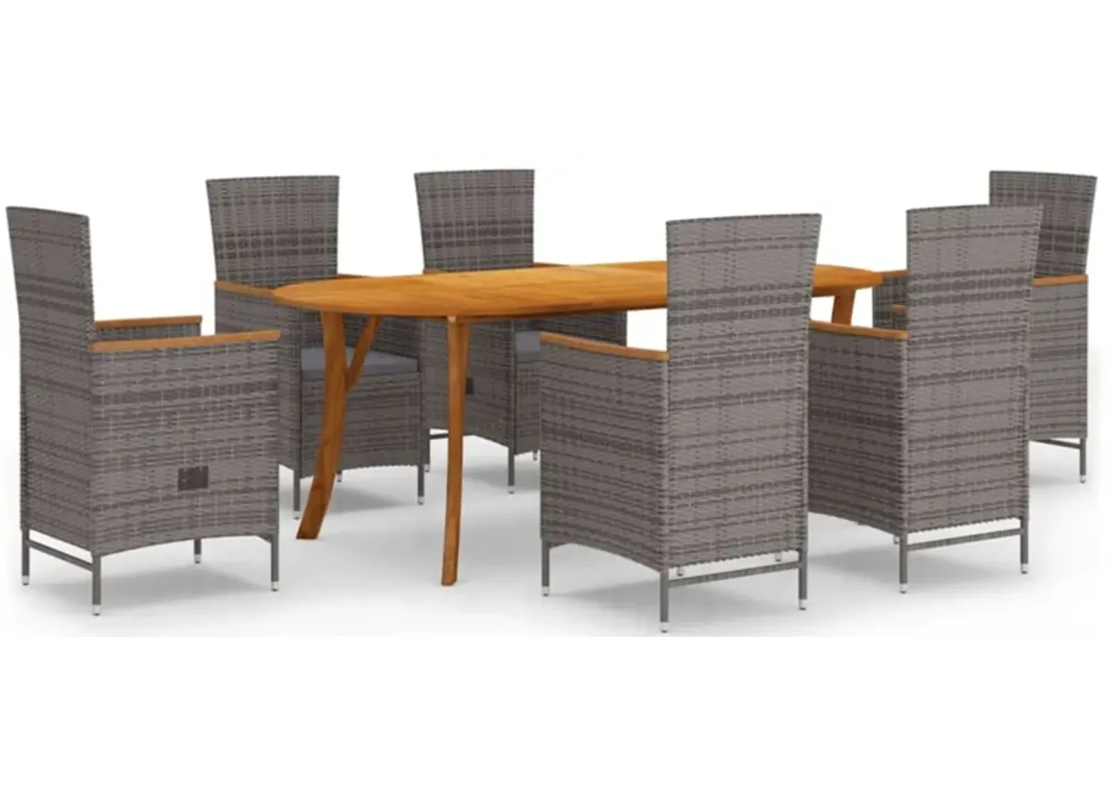 vidaXL 7 Piece Garden Dining Set Gray