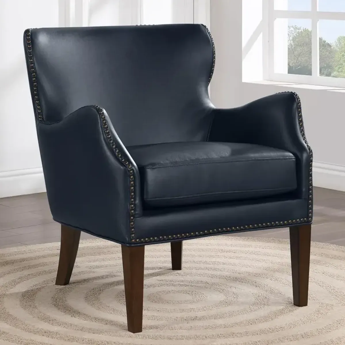 Comfort Pointe Dallas Midnight Blue High Leg Slope Arm Chair