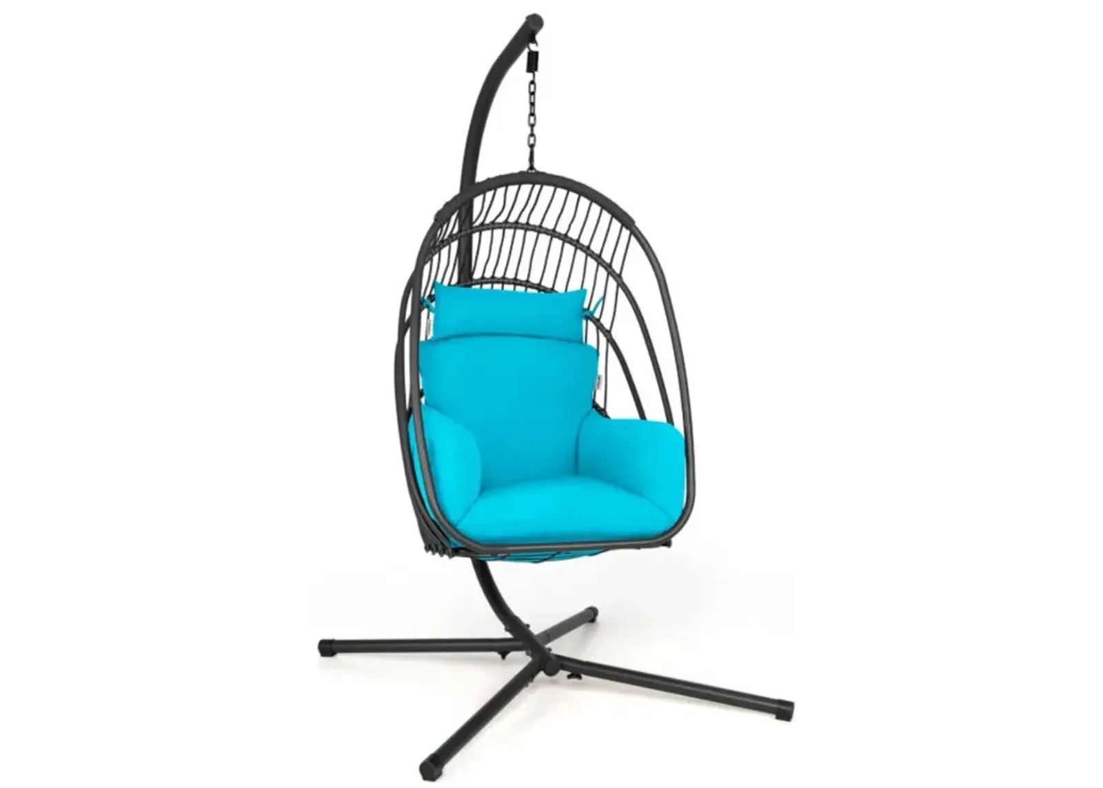 Hivvago Hanging Folding Egg Chair with Stand Soft Cushion Pillow Swing Hammock