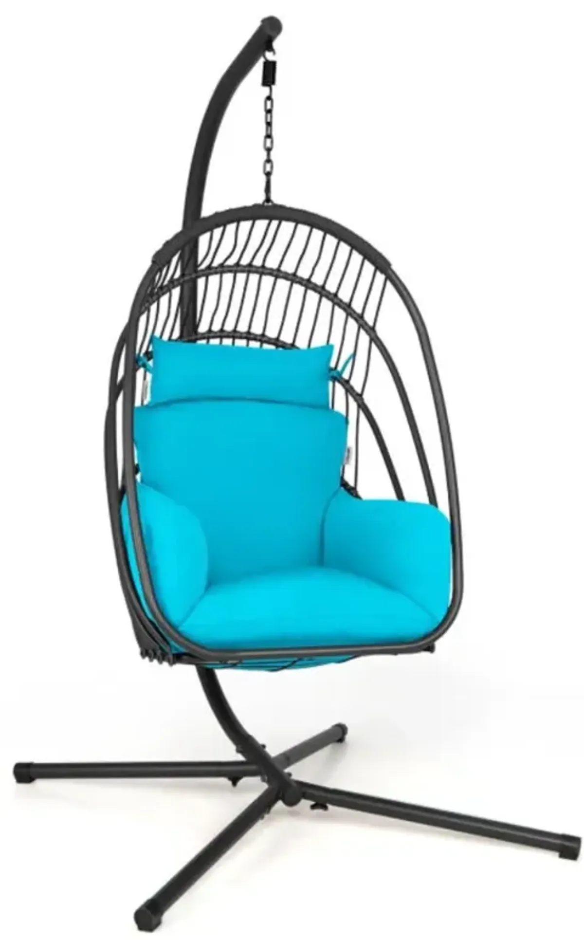 Hivvago Hanging Folding Egg Chair with Stand Soft Cushion Pillow Swing Hammock