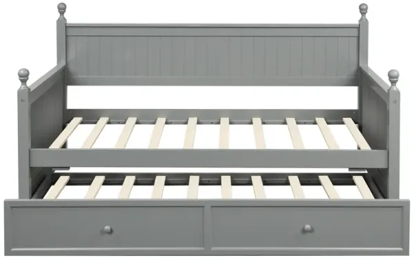 Merax Twin Size Wood Daybed with Twin Size Trundle