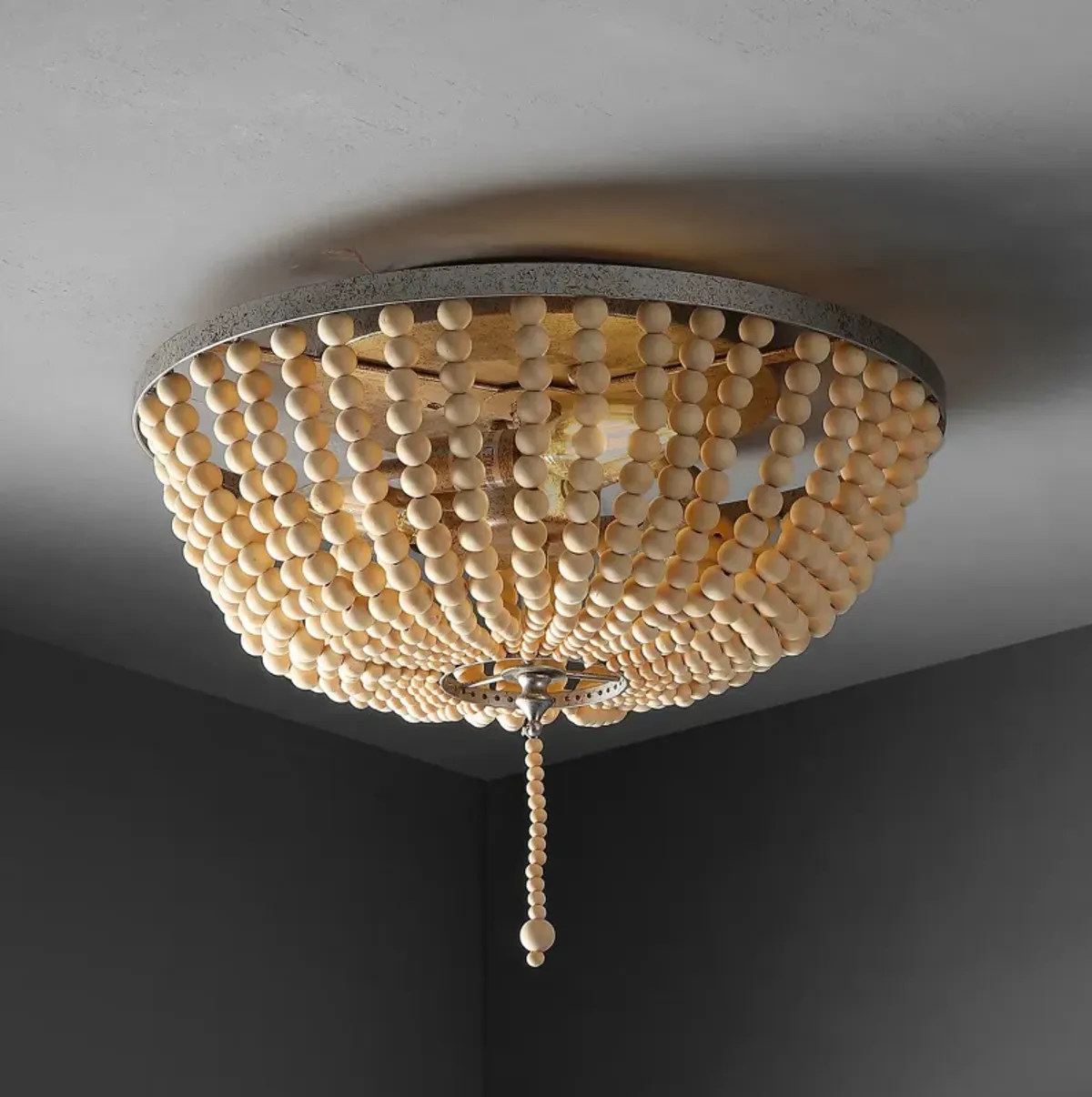 Allison Wood Beaded/Metal LED Flush Mount