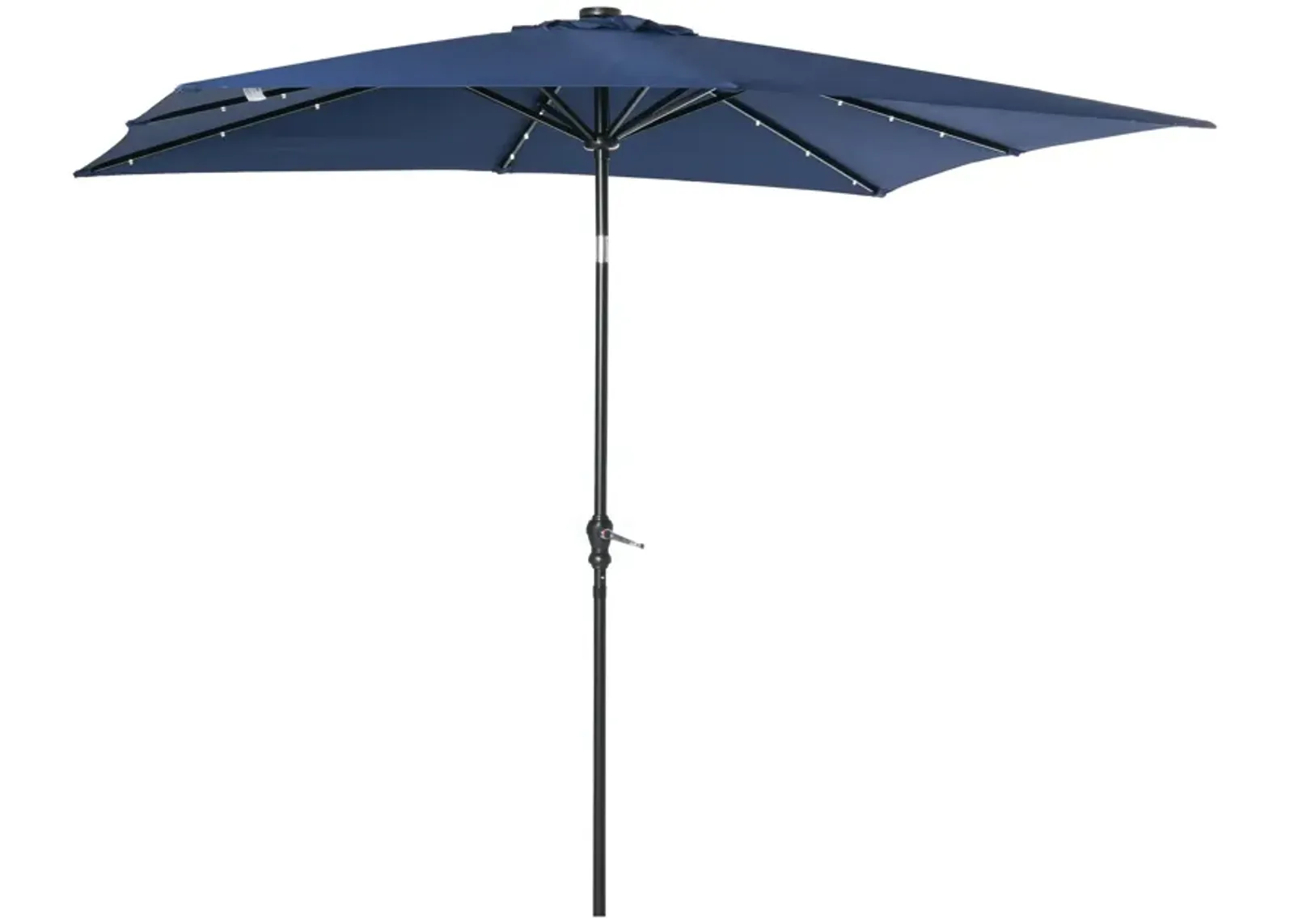 Blue Patio Shade: 9x7 ft Umbrella with Solar LED Lights