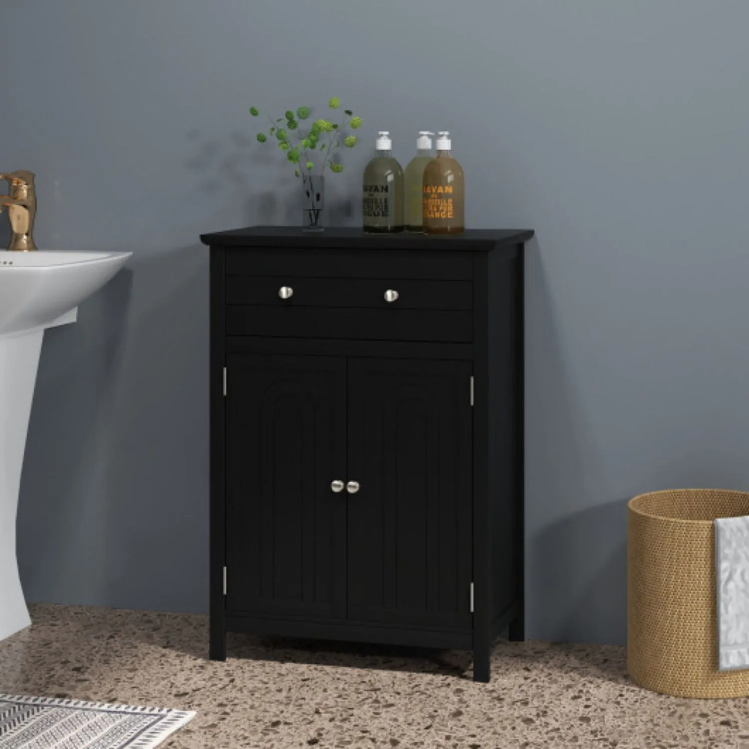 Free Standing Bathroom Storage Cabinet with Large Drawer