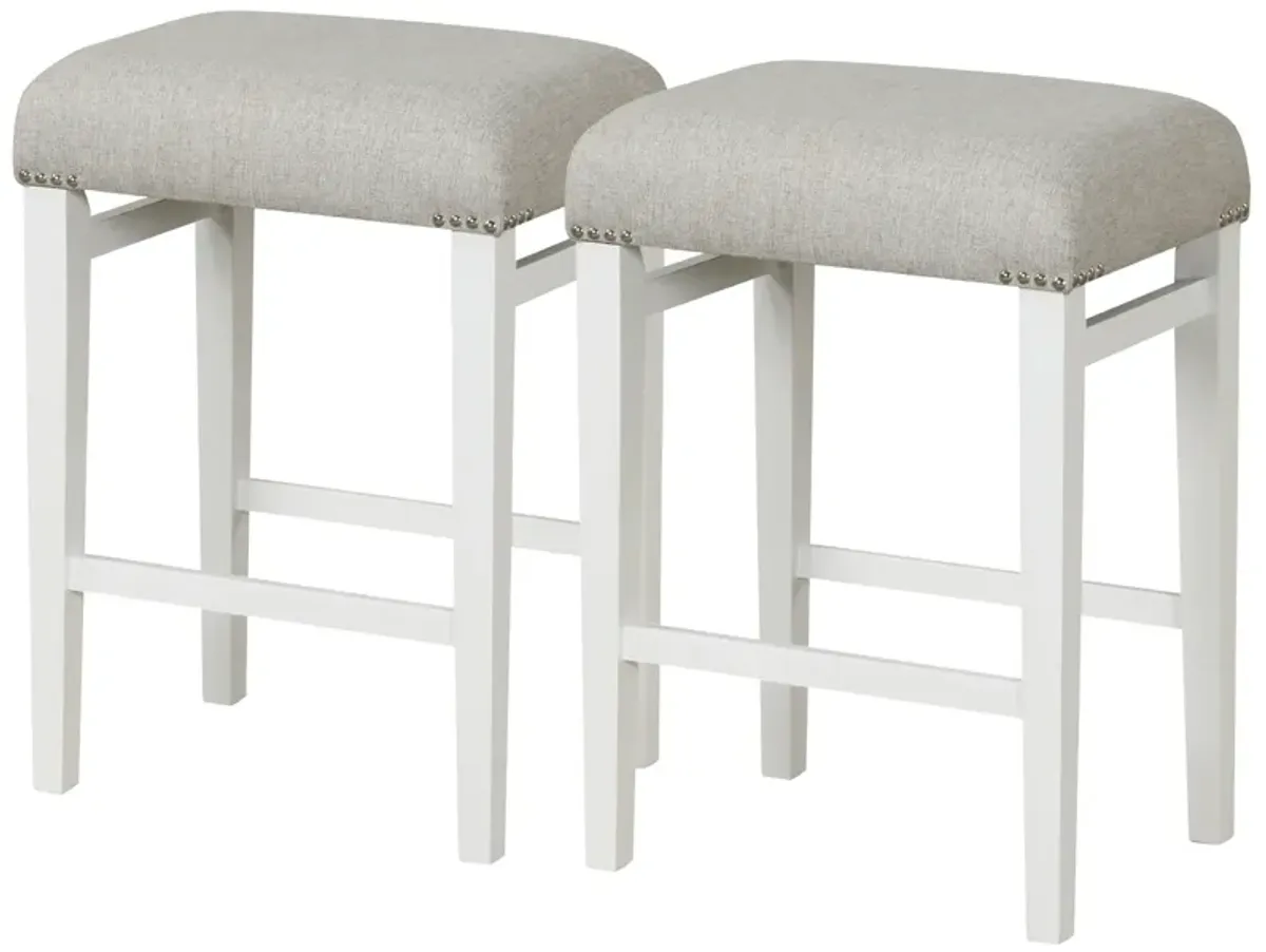 2 Pieces 24.5/29.5 Inch Backless Barstools with Padded Seat Cushions-24.5 inches