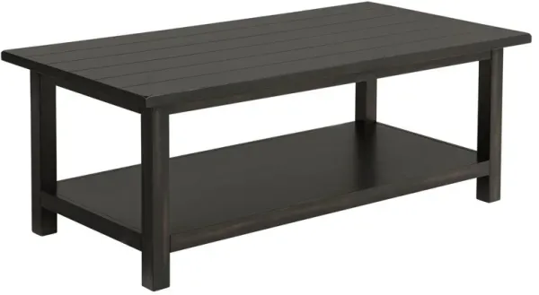 Ayne Coffee Table, 1 Bottom Shelf, Classic Black Wood Frame, 47 Inch - Benzara