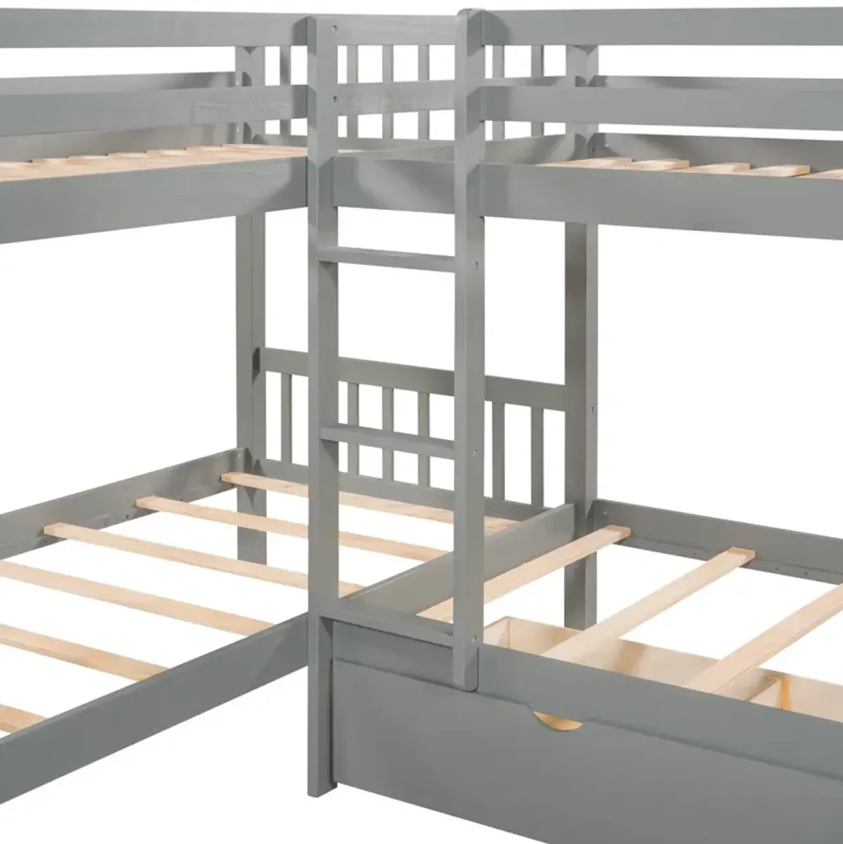 Twin L-Shaped Bunk Bed With Drawers