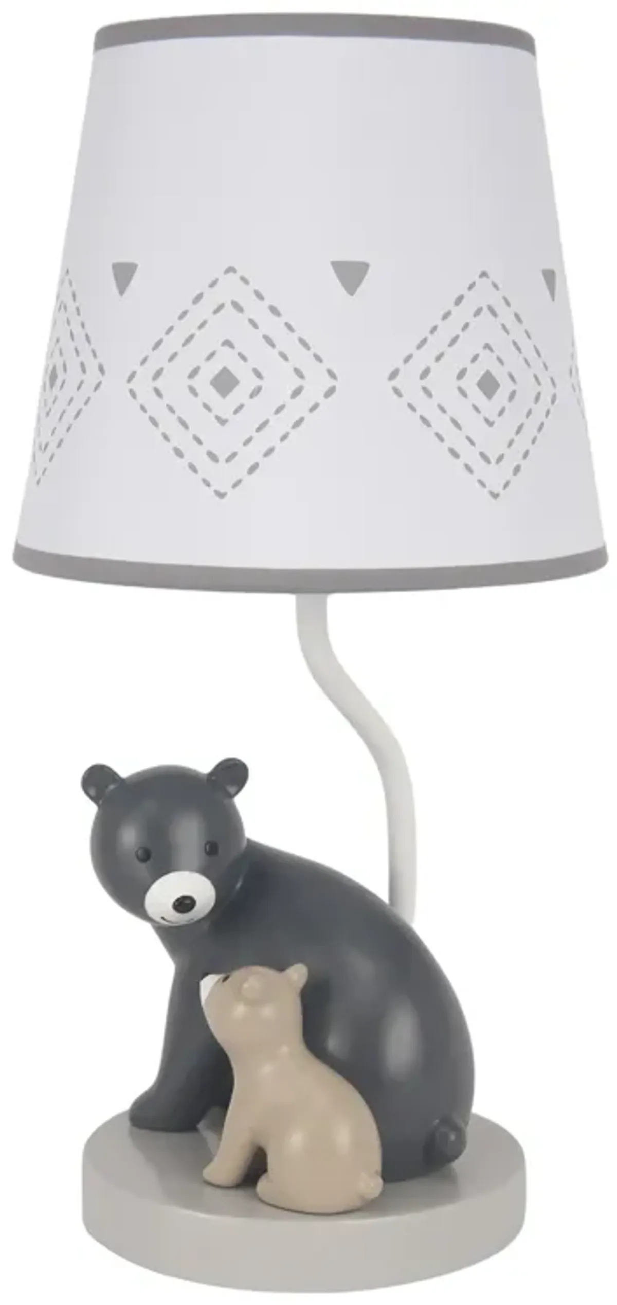 Lambs & Ivy Woodland Forest Gray Bears Nursery Lamp with Shade & Bulb