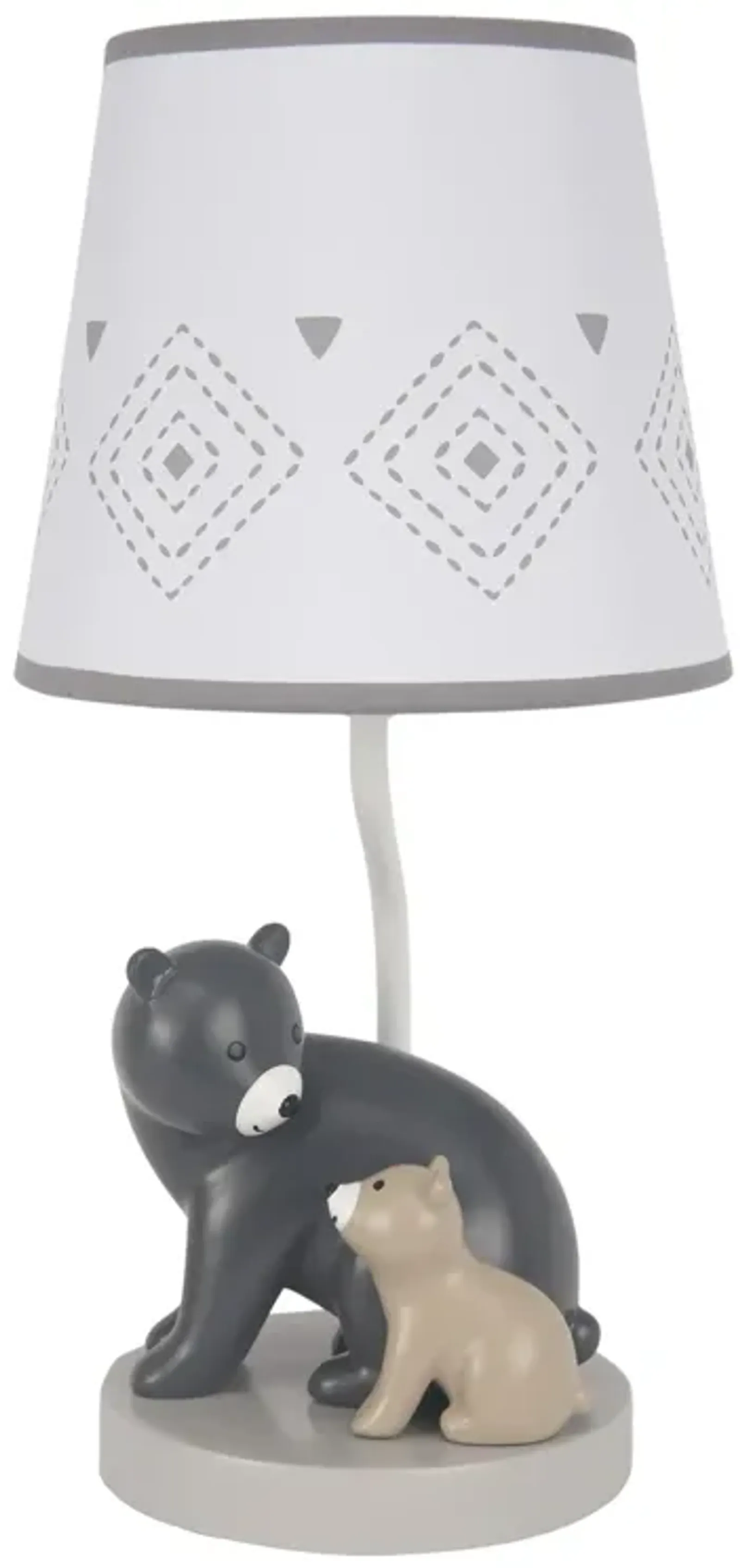 Lambs & Ivy Woodland Forest Gray Bears Nursery Lamp with Shade & Bulb