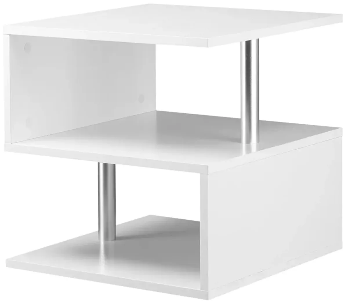 Modern Versatile Surface: White S-Shaped Lift Top Coffee Table, 3-Tier