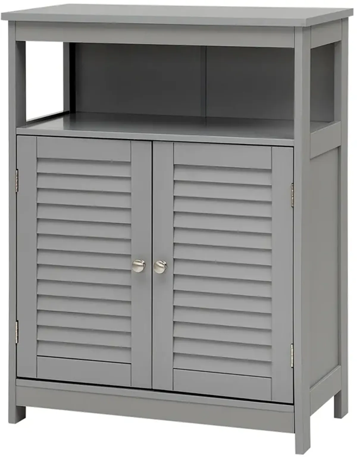 Costway Bathroom Storage Wood Floor Cabinet with Double Shutter Door Gray