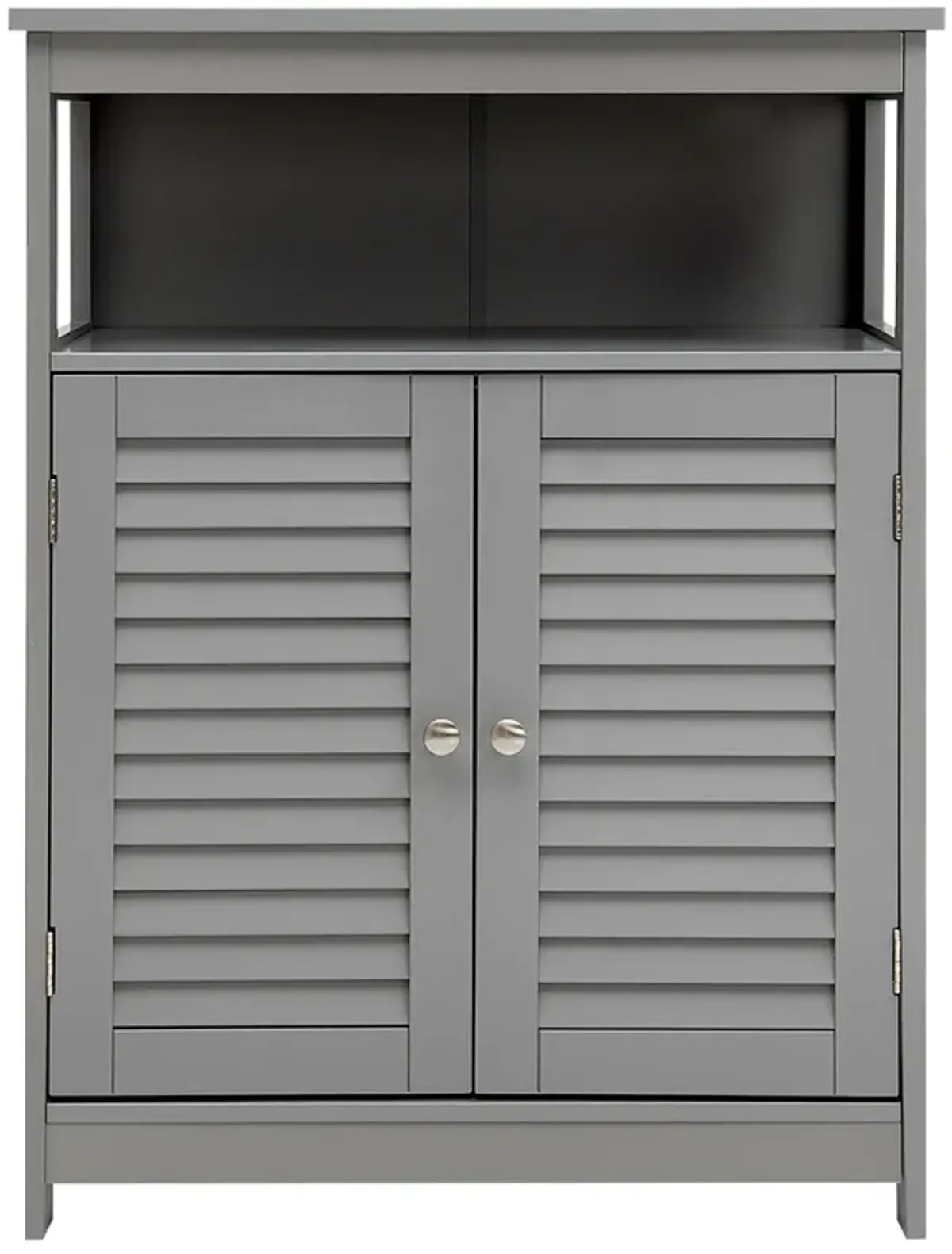 Costway Bathroom Storage Wood Floor Cabinet with Double Shutter Door Gray