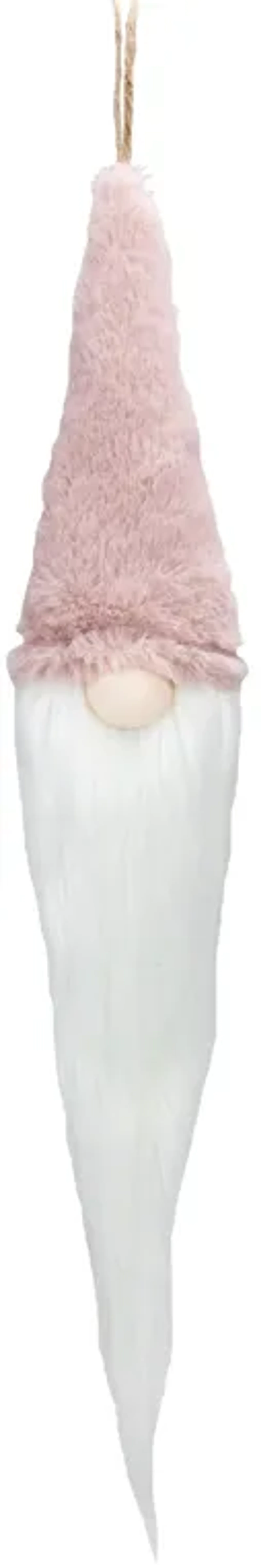 24" Plush Pink and White Holiday Collections Hanging Gnome Christmas Ornament