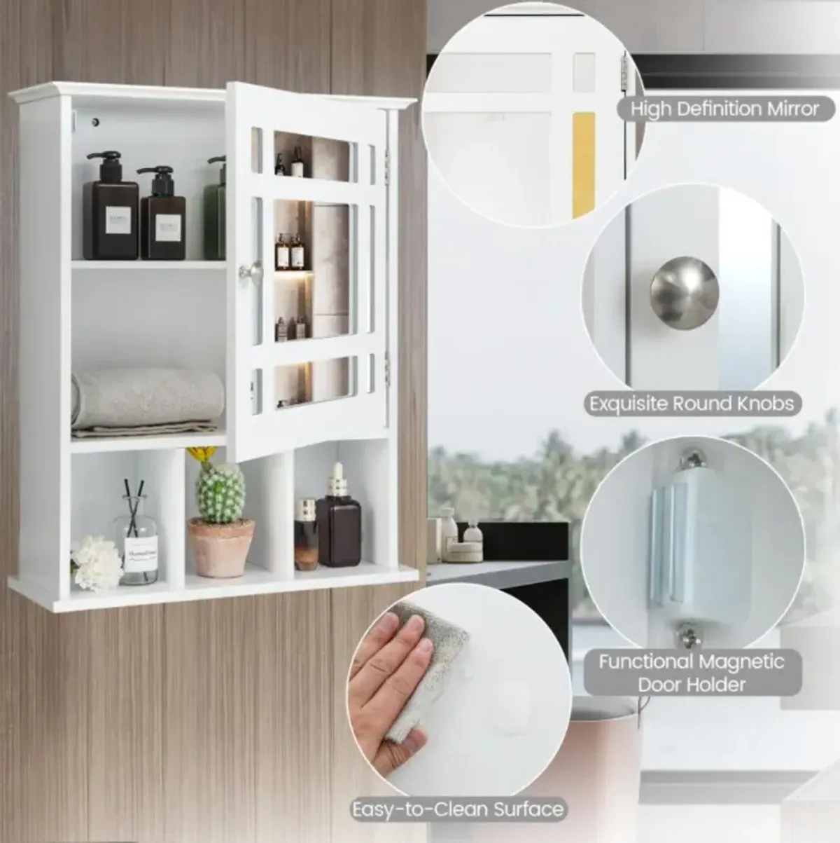 Hivvago Wall Mounted and Mirrored Bathroom Cabinet