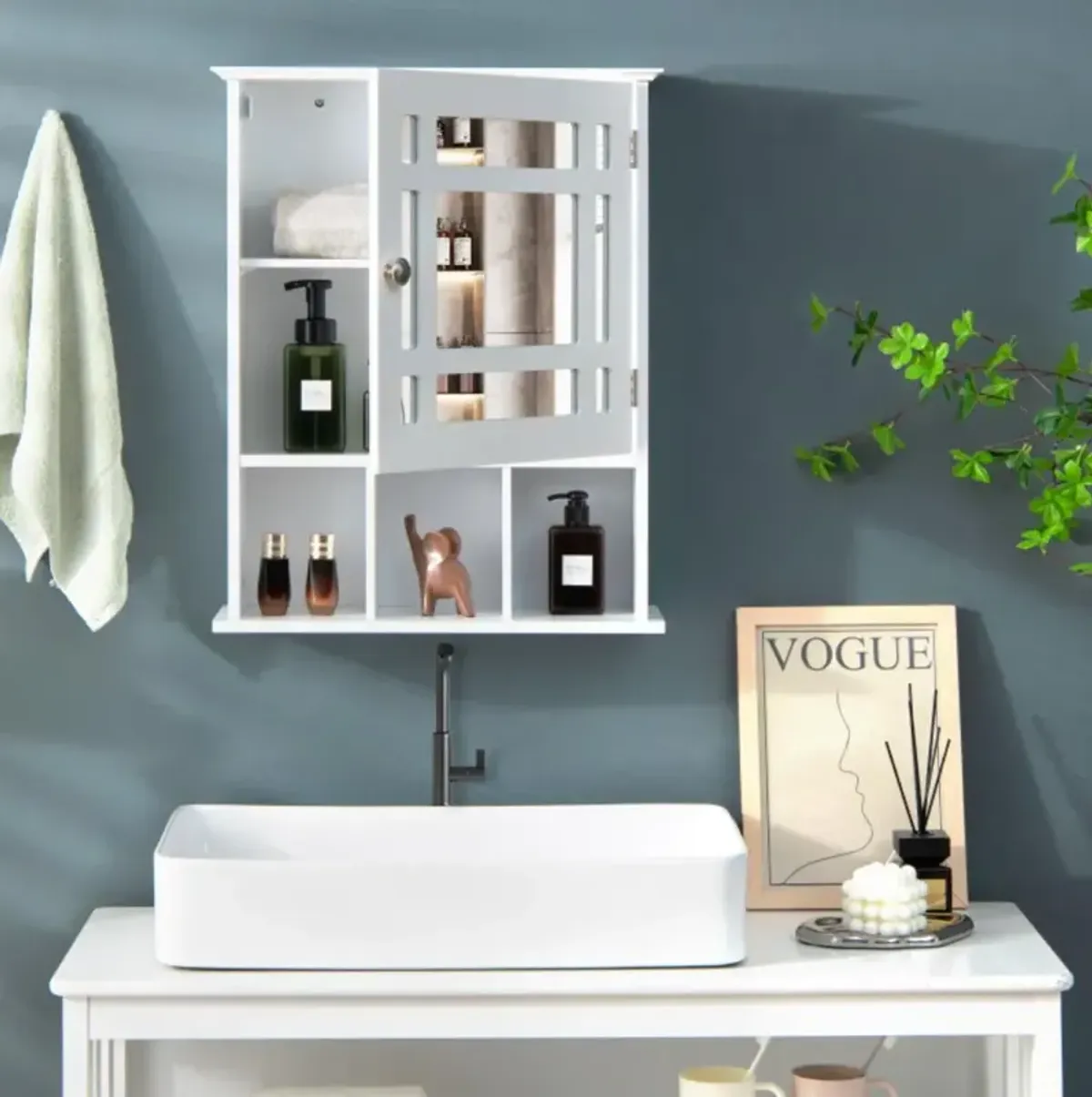 Hivvago Wall Mounted and Mirrored Bathroom Cabinet