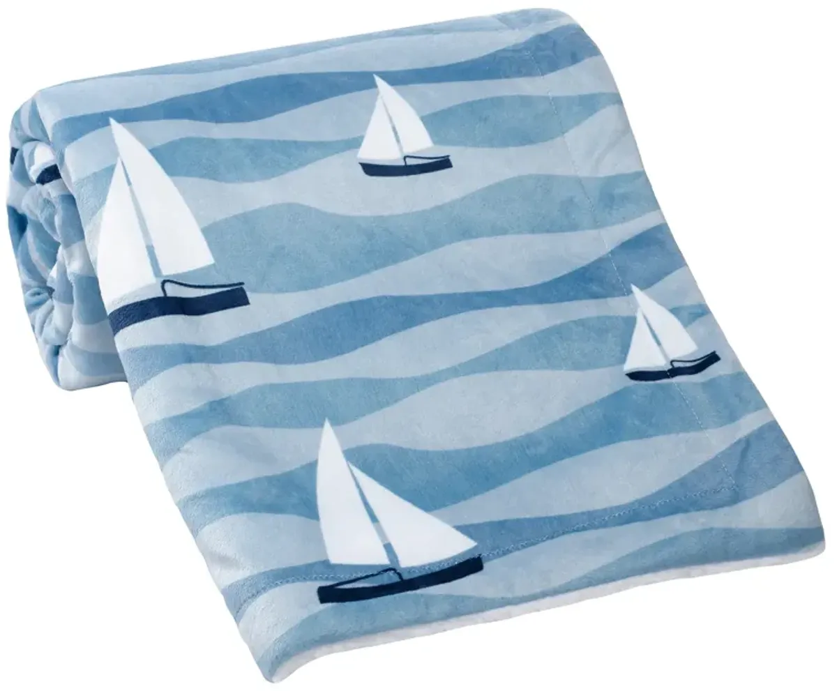 Lambs & Ivy Little Skipper Soft Luxury Nautical Sailboat Fleece Baby Blanket