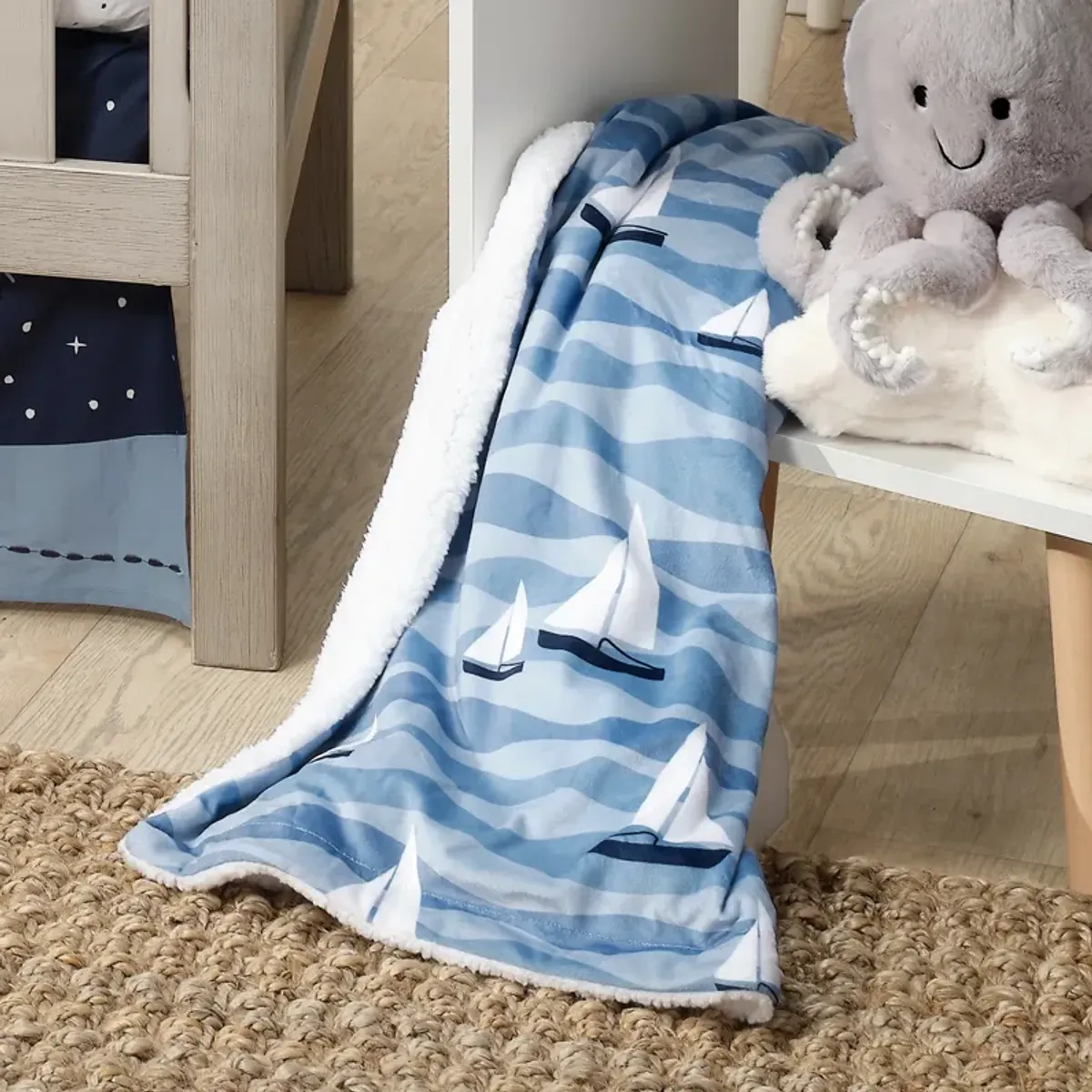 Lambs & Ivy Little Skipper Soft Luxury Nautical Sailboat Fleece Baby Blanket