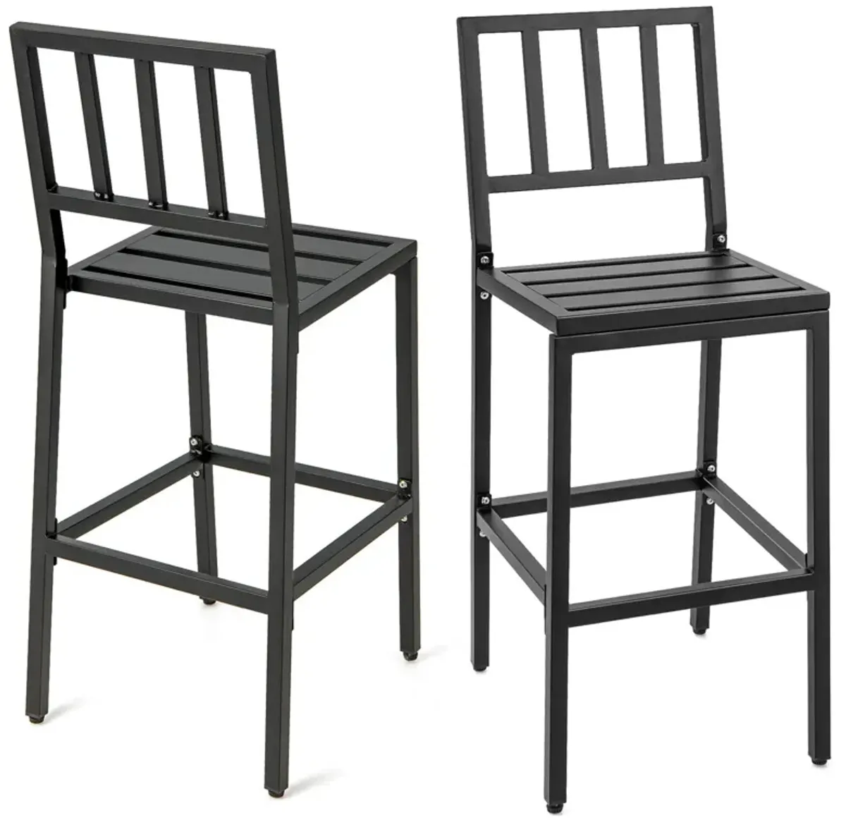 Set of 2 Patio Bar Chairs with Detachable Cushion and Footrest