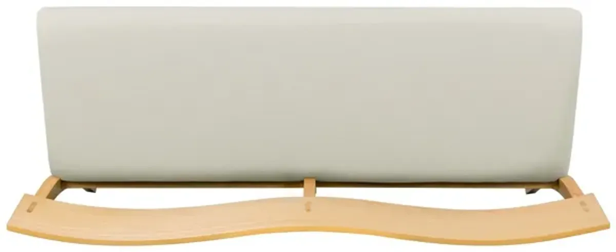 Celi 53 Inch Dining Bench, Cream Fabric Seat, Natural Brown Wood Frame - Benzara