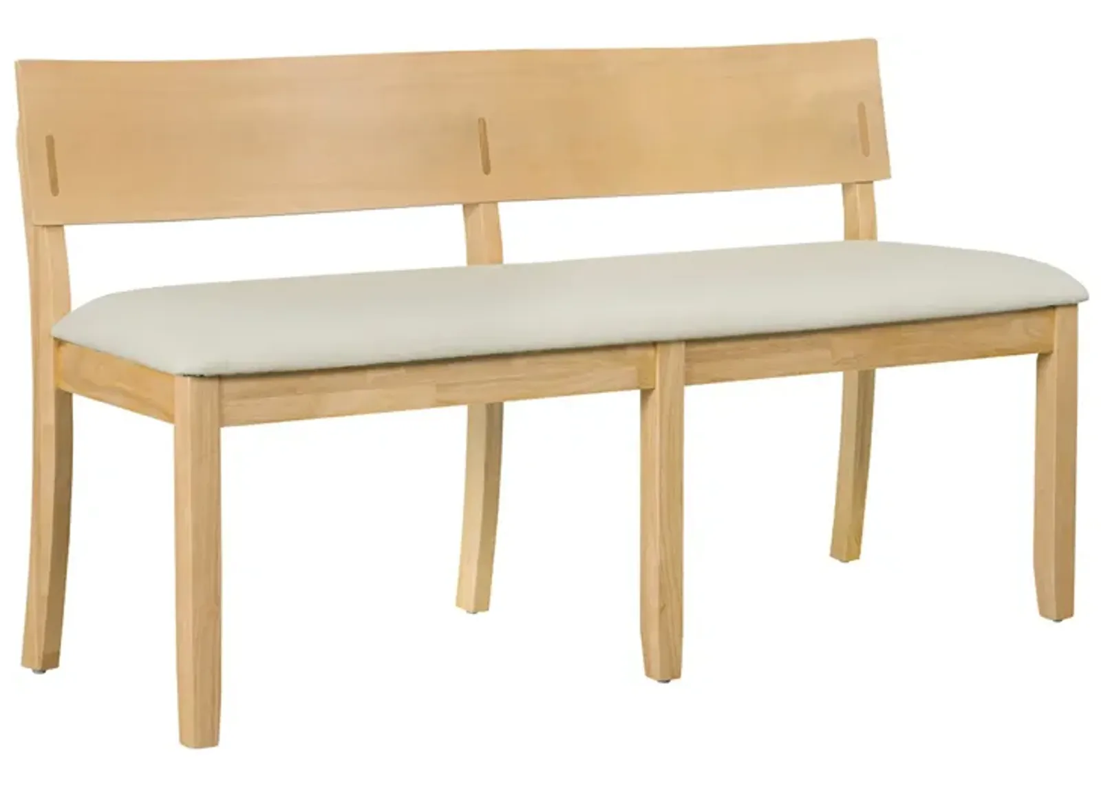 Celi 53 Inch Dining Bench, Cream Fabric Seat, Natural Brown Wood Frame - Benzara