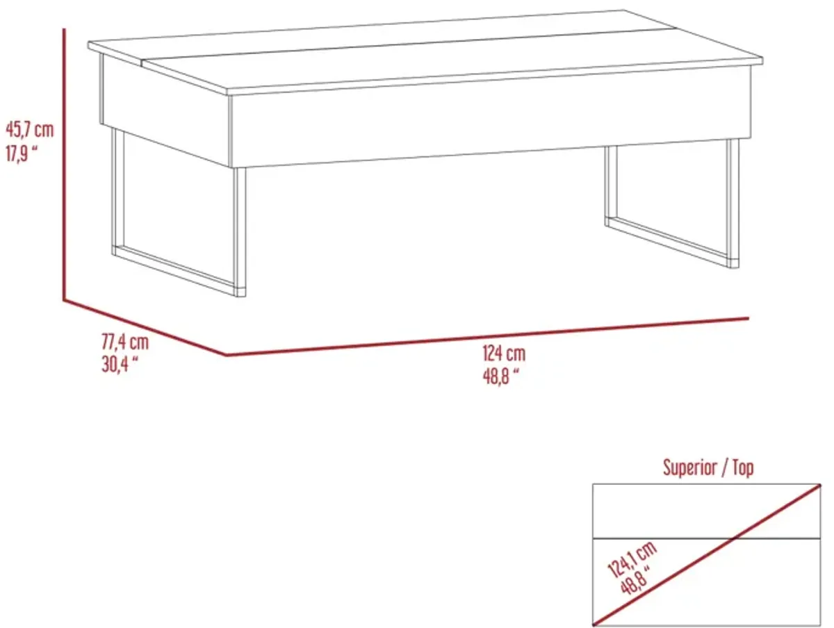 Kaskade Lift Top Coffee Table, Two Legs, Two Shelves - Espresso Black