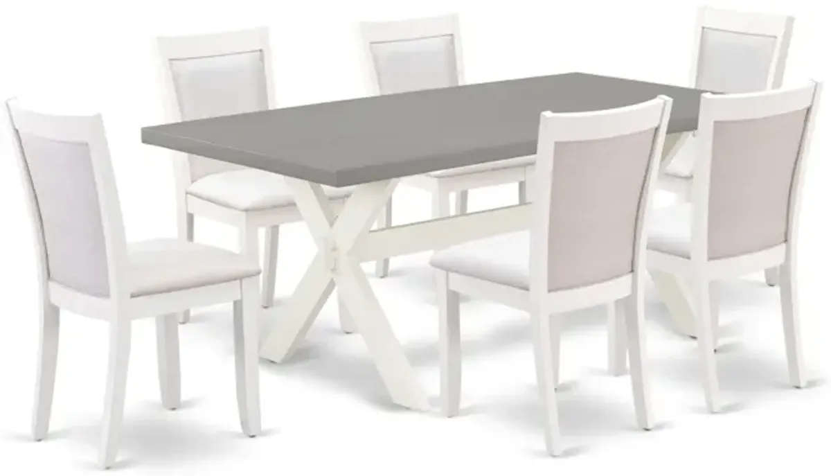 East West Furniture X097MZ001-7 7Pc Dining Room Set - Rectangular Table and 6 Parson Chairs - Multi-Color Color