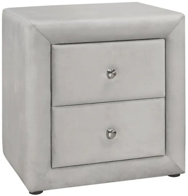 Monarch Specialties I 5606 Bedroom Accent, Nightstand, End, Side, Lamp, Storage Drawer, Bedroom, Upholstered, Velvet, Grey, Transitional