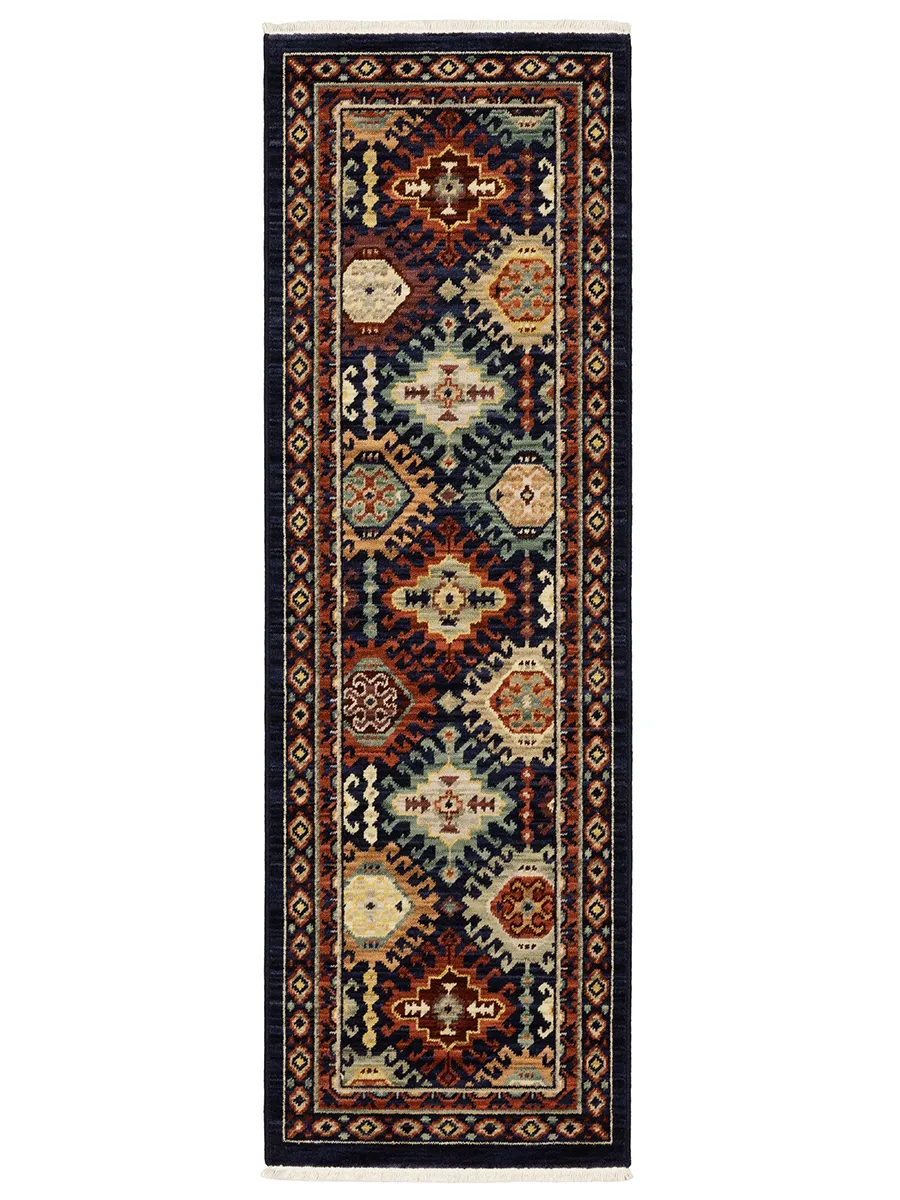 Lilihan 2' x 6' Navy Rug