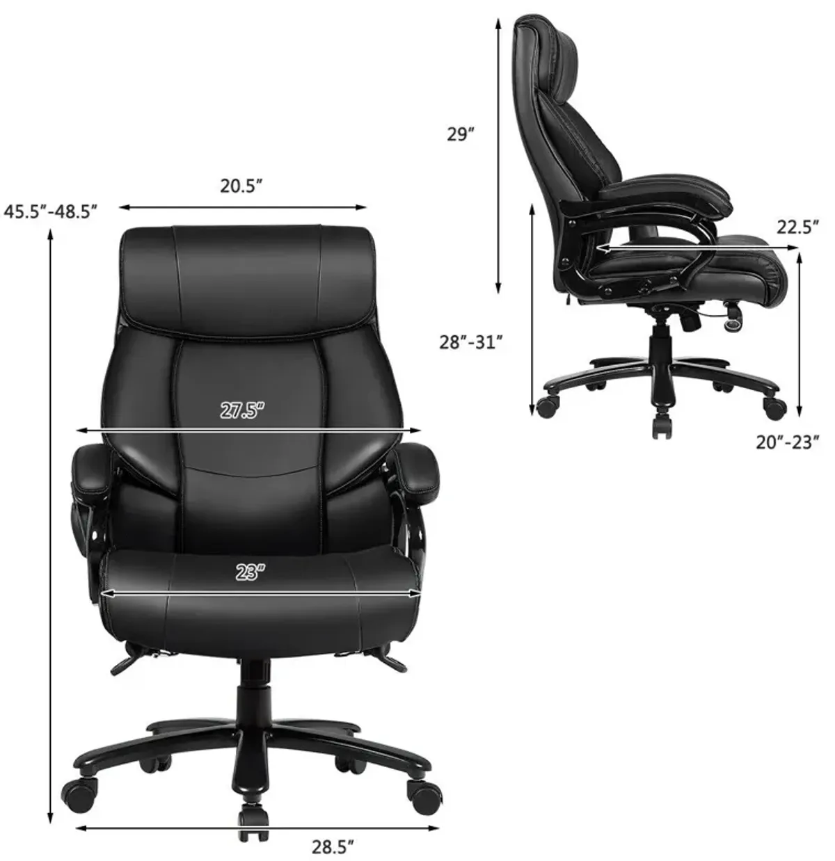 Big & Tall 400lb PU Leather Massage Office Chair